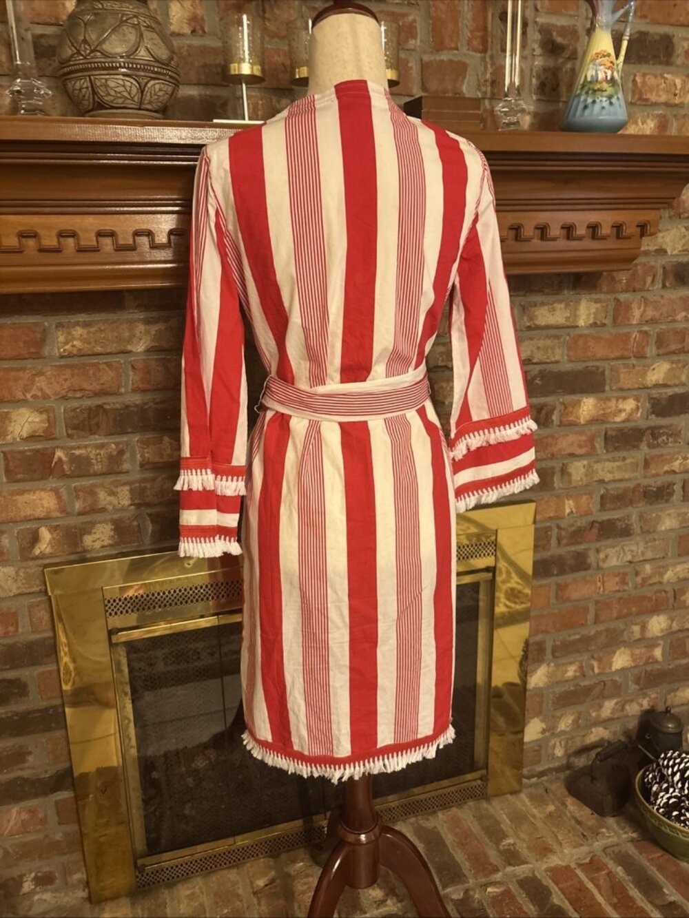 Jcrew Red & White Stripe Dress Size 00 Belted Poplin Dress - Picture 3 of 8